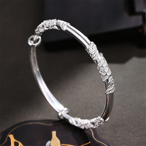 Pulseira Bracelete Feminino de Prata Grosso Luxuoso