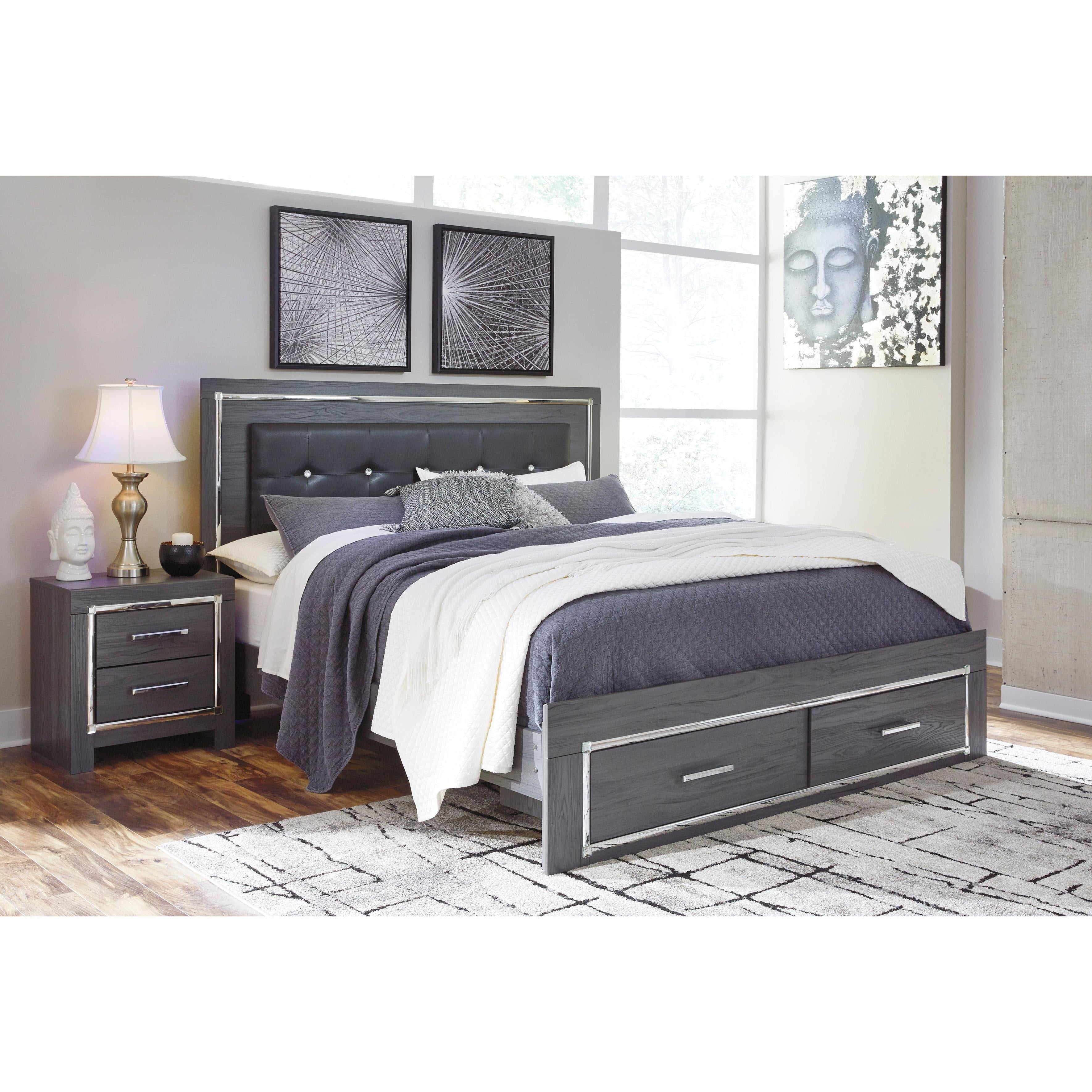 Signature Design by Ashley Lodanna B214B13 King Panel Bed with 2 Storage Drawers