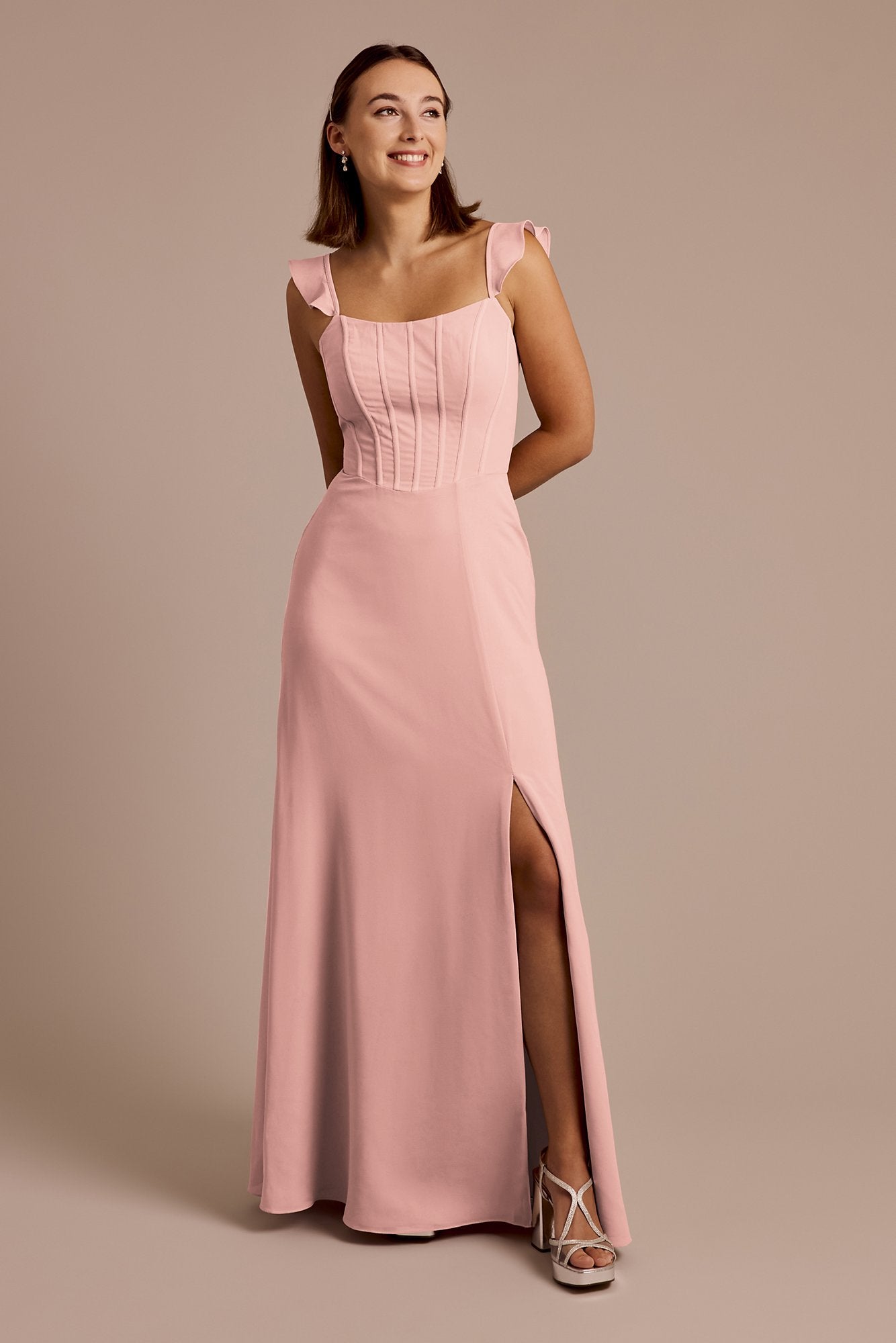 Picture of Chiffon Corset Dress with Flutter Sleeves