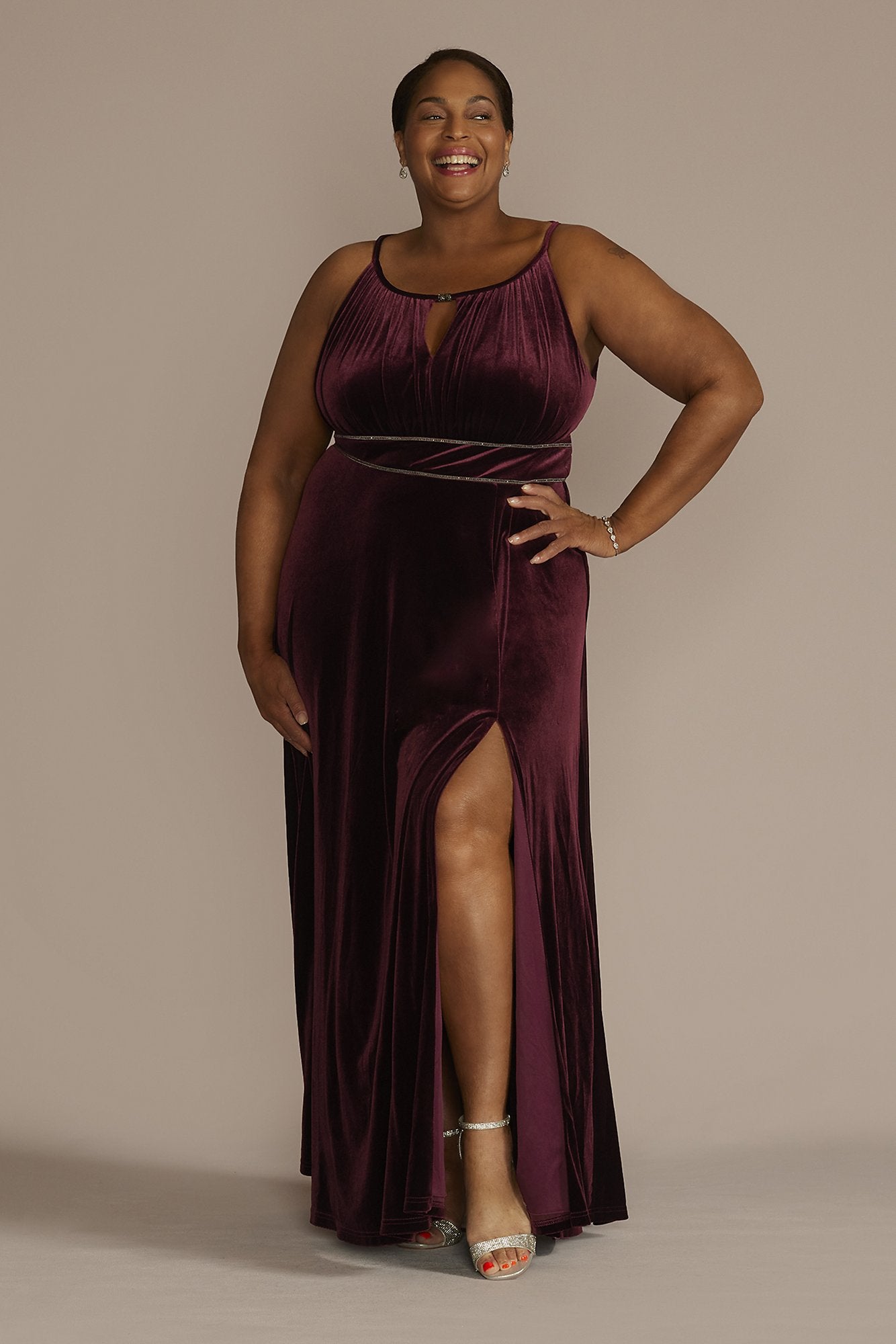 Picture of Plus Size Embellished Velvet A-Line with Keyholes
