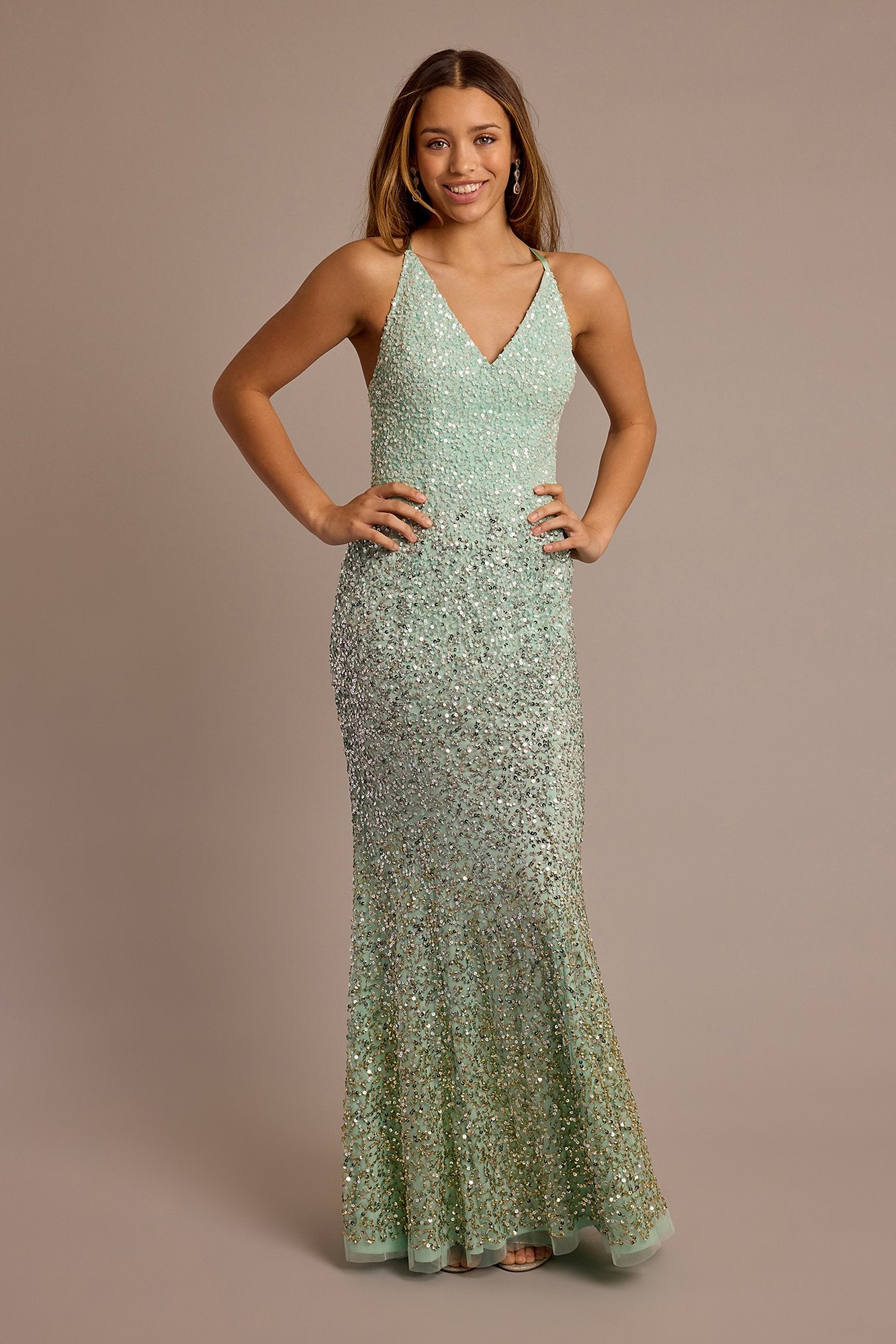 Picture of Ombre Beaded V-Neck Sheath Dress