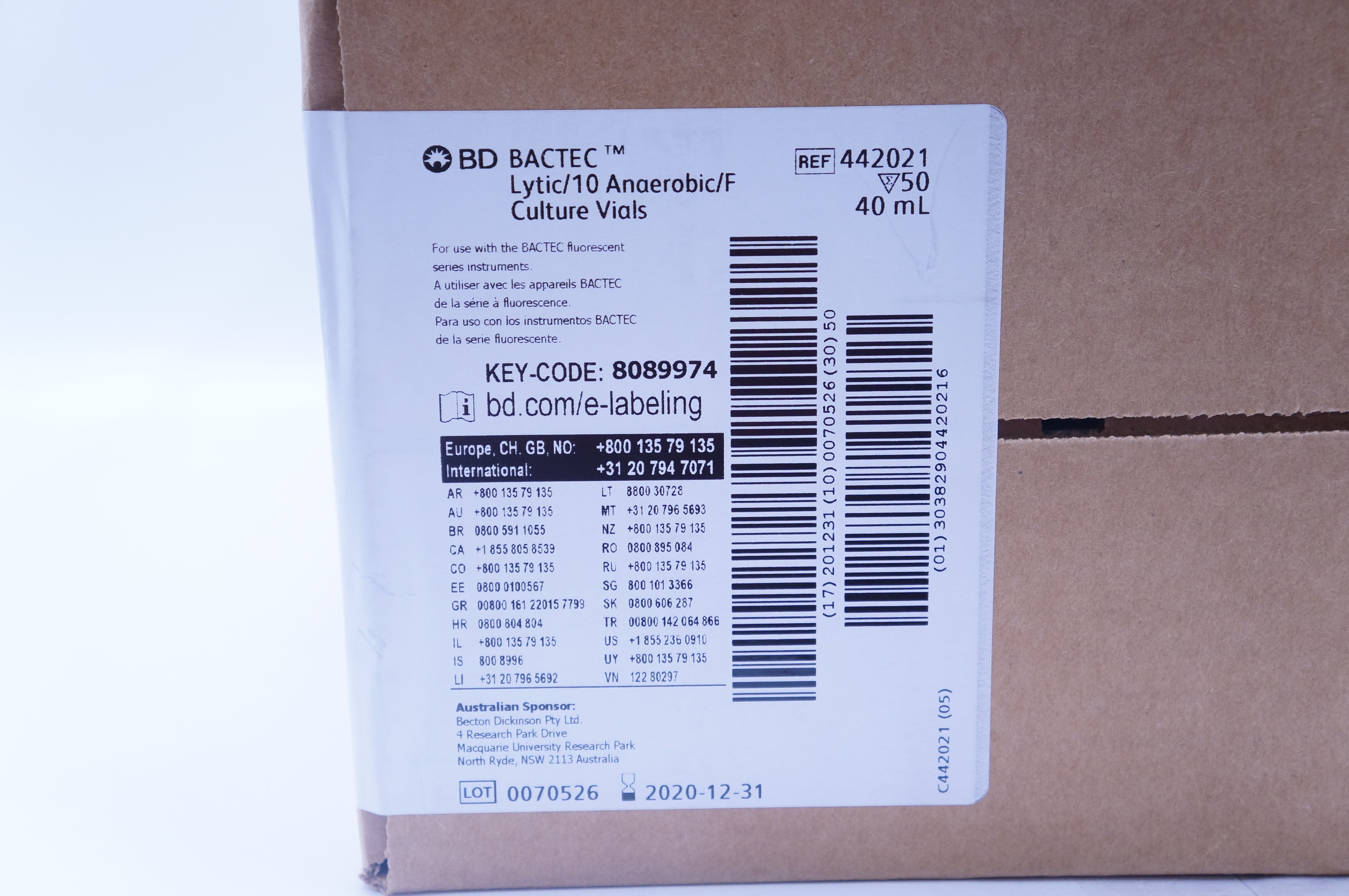 BD 442021 BACTEC Lytic / 10 Anaerobic For Culture Vials 40ml - Case of ...