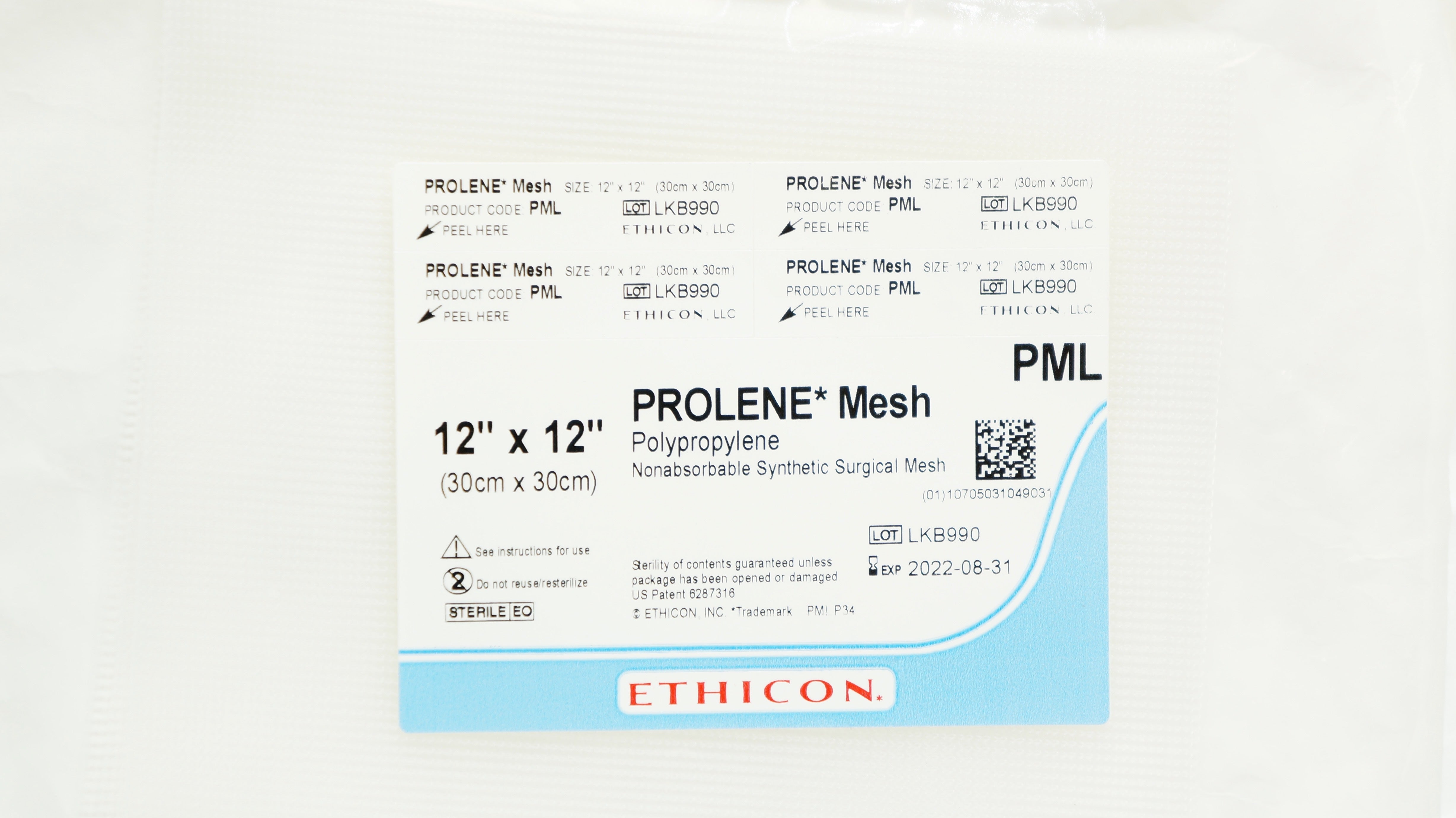 Ethicon Pml Prolene Mesh 12 Inch X 12 Inch X Imedsales