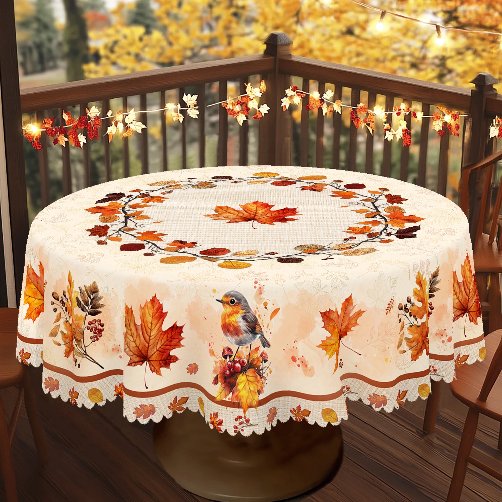 Nappe ronde automnale feuilles