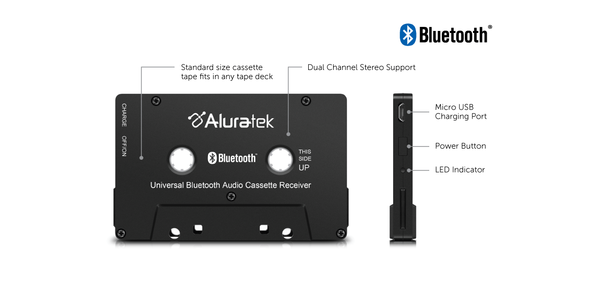 Aluratek - Bluetooth Audio Cassette Adapter - Black