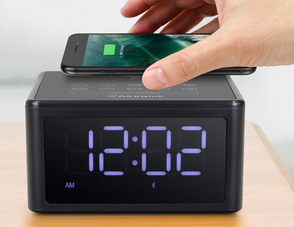 Wireless Charging FM Clock Radio with Bluetooth Streaming