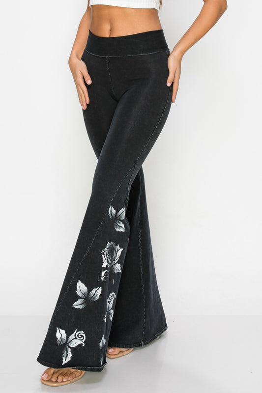 Embroidered bell bottoms with flowers