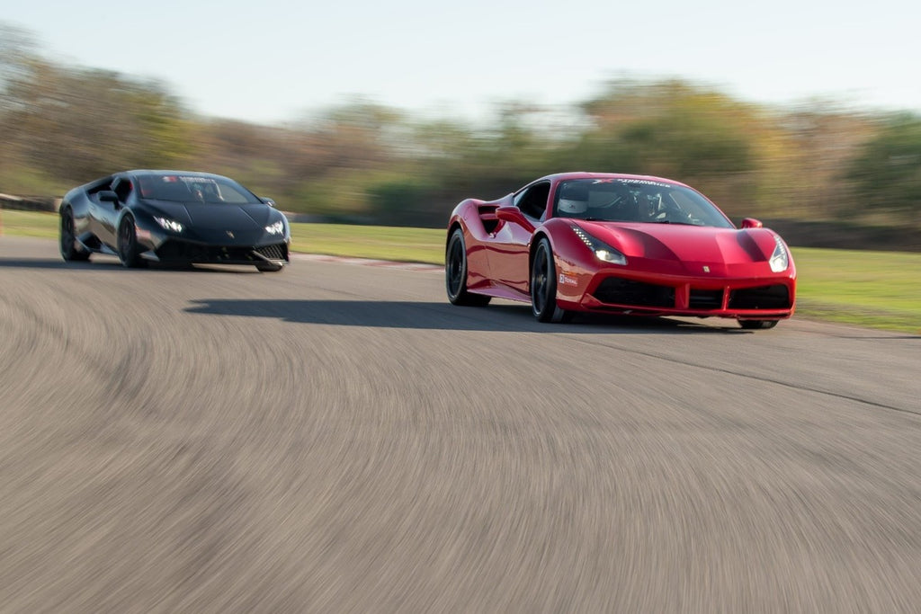 two supercars on the track