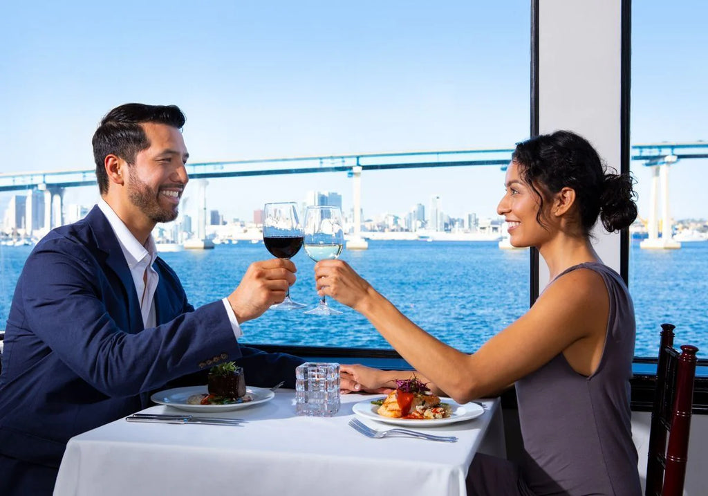 couple on a dinner cruise in san diego