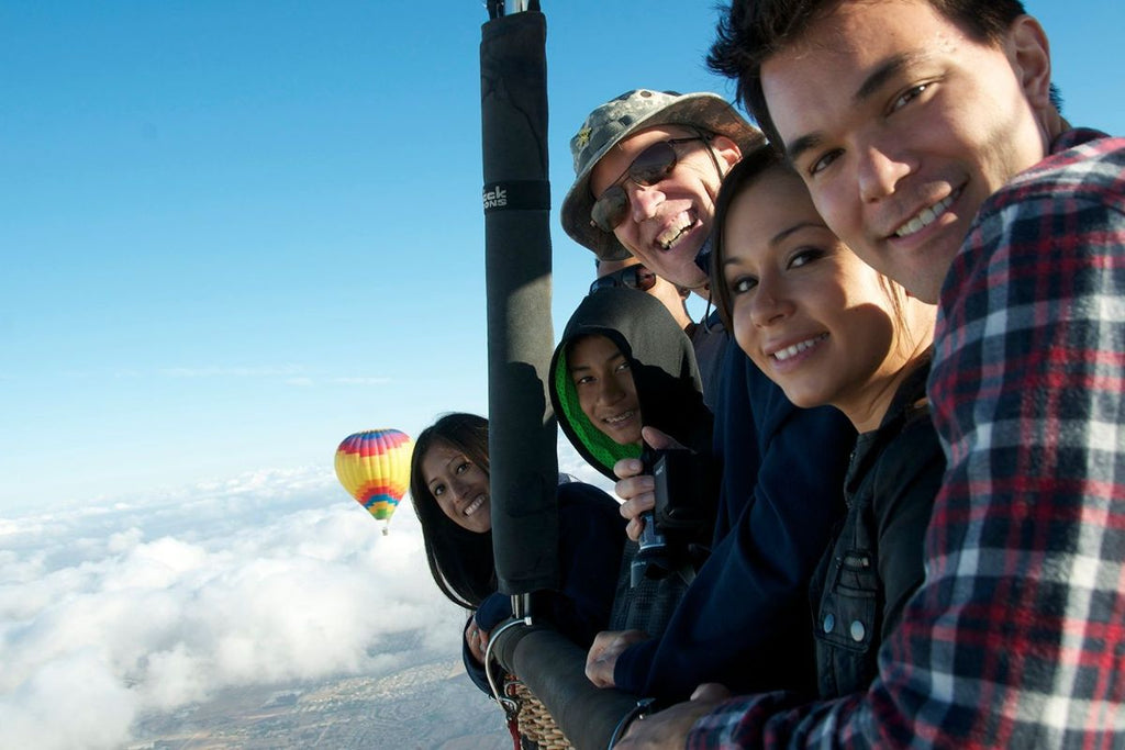 family in hot air balloon