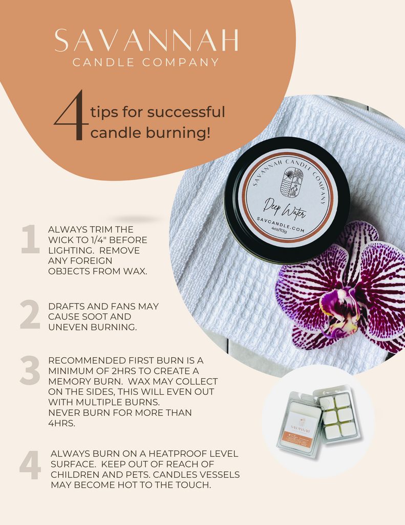 Candle Care.  Burning Instructions. How to maintain your candle.