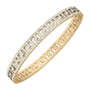 Greek Key Enamel Bangle - White - And So Much More