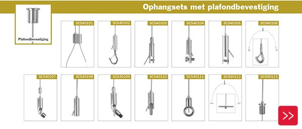 staalkabel ophangsets plafondbevestiging