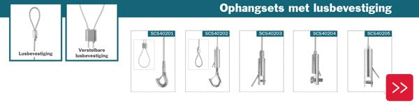 staalkabel ophangsets lusbevestiging