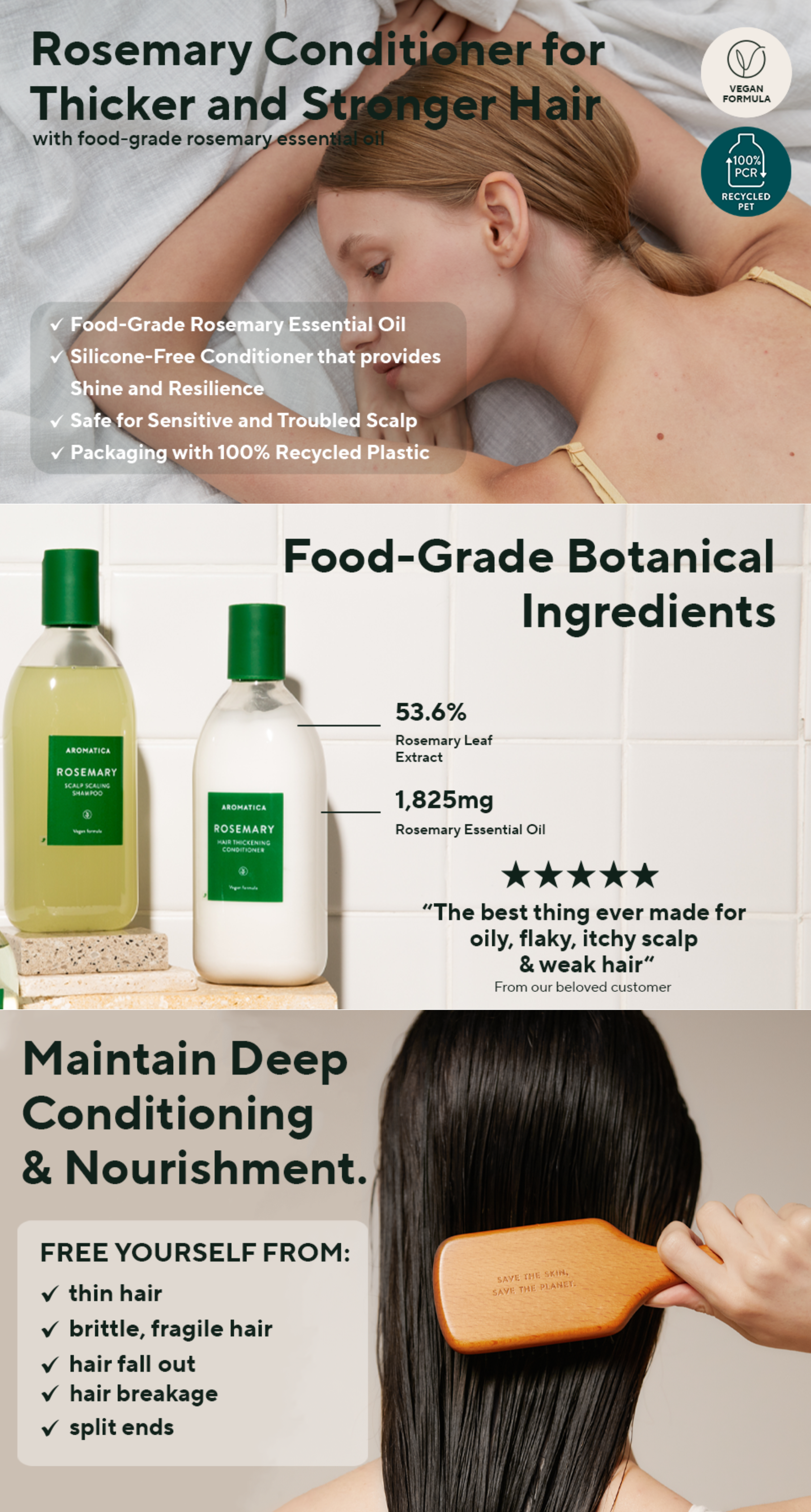 ) K-beauty | AROMATICA Rosemary Scalp Scaling Shampoo 400ml | Vegan Shampoo with Food-graded Rosemary