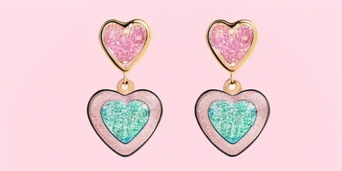 Glitter Earrings Heart Shape