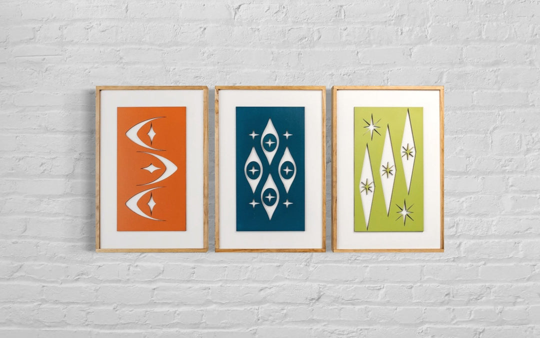 Latitude Run® 'Modern Squiggle Stripe Triangle' - 3 Piece Graphic Art Print  Set on Wood & Reviews