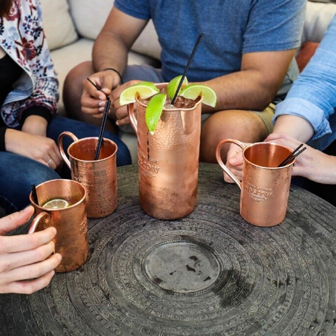 Copper mug that reads Genuine Classic Moscow, Copper Co 1941.