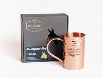 Copper Mug Gift Set of 2 in Wooden Pine Box, Jigger, Straws