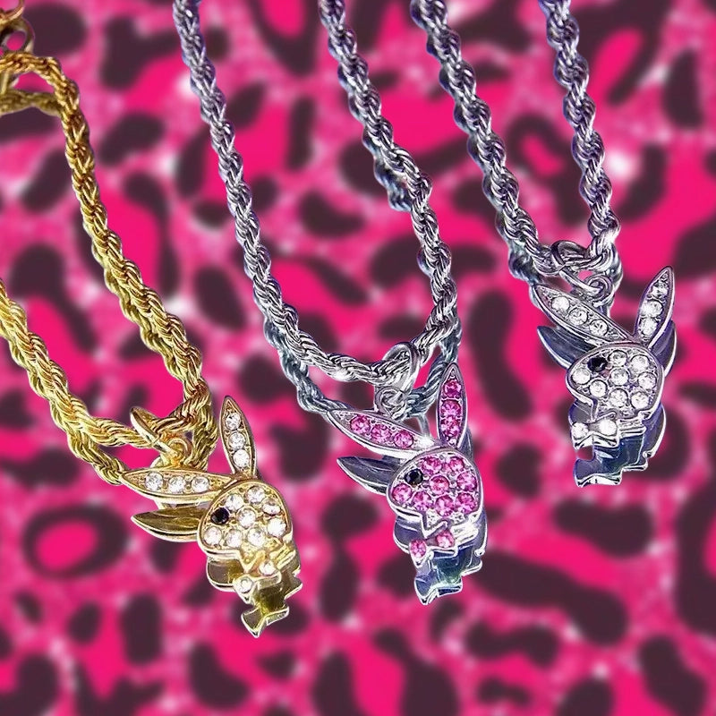 McBling Bunny Choker Necklace - Pendant