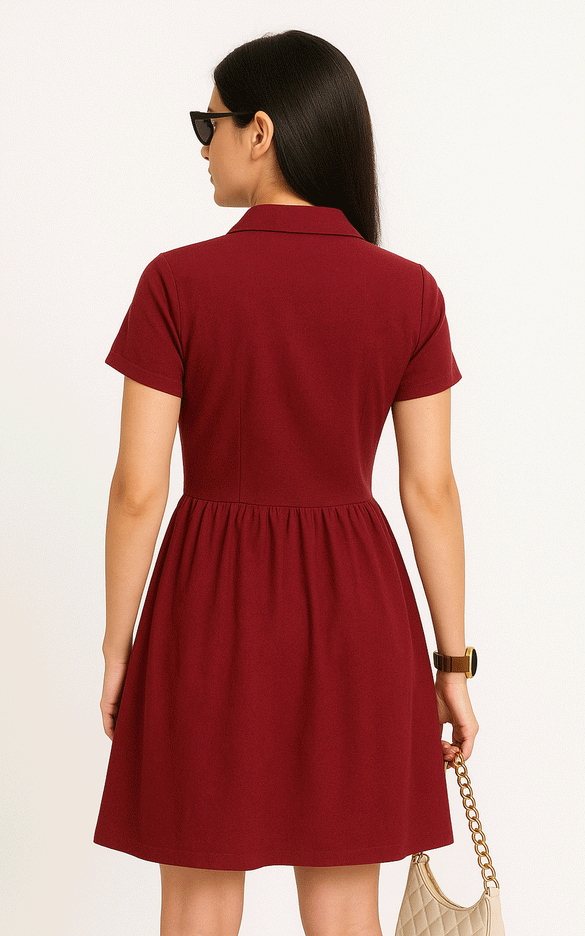 Cotton floral embroidered shirt dress