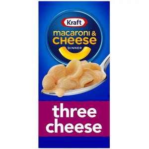 Kraft Three Cheese Mac N Cheese Macaroni and Cheese Dinner with Mini-Shell Pasta, 7.25 oz Box - Istanbul Trade LLC