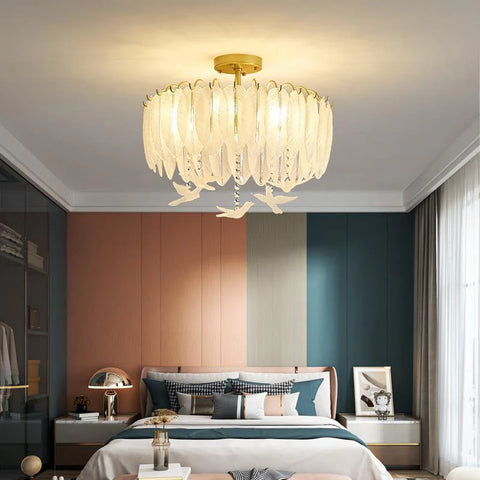 Feather Glass Ceiling Lamp