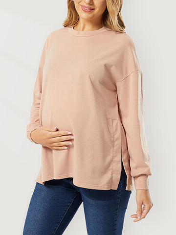 Cozy Bump Maternity Solid Drop Shoulder Sweatshirt - Mom-to-be Pullover