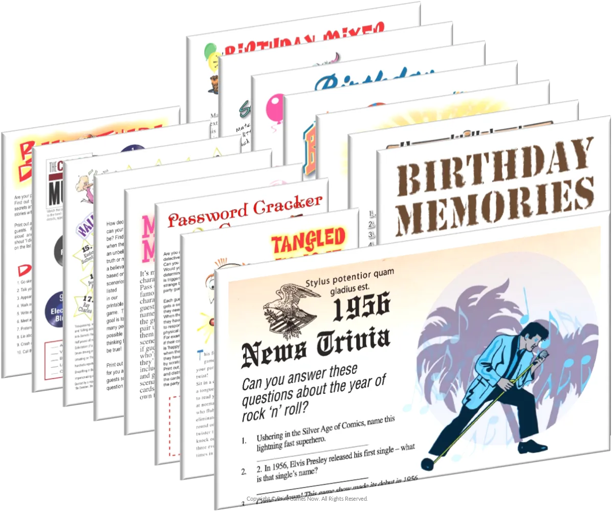 1956 Birthday Pack + FREE Party Games Bundle