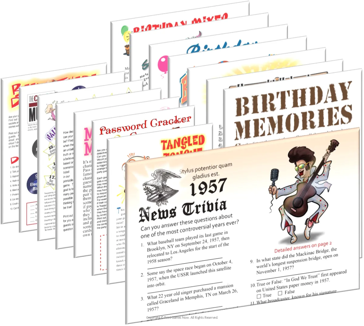 1957 Birthday Pack + FREE Party Games Bundle