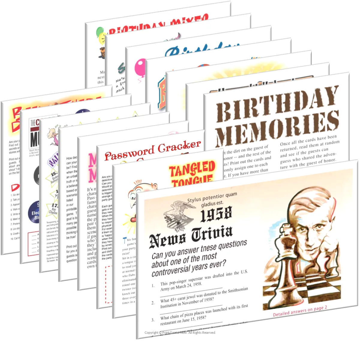 1958 Birthday Pack + FREE Party Games Bundle