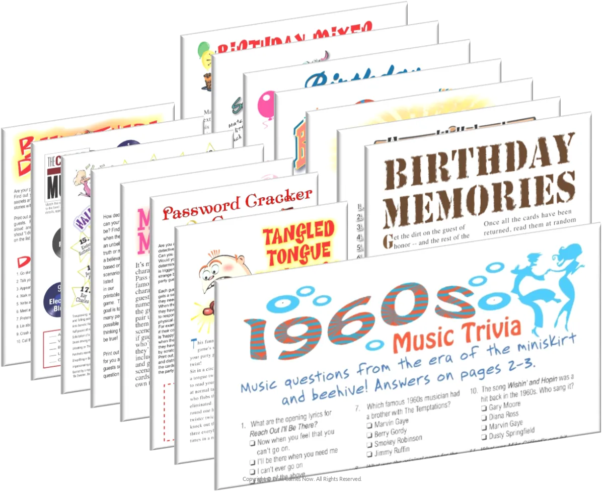 1960 Birthday Pack + FREE Party Games Bundle
