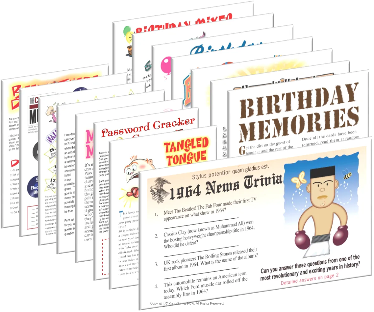 1964 Birthday Pack + FREE Party Games Bundle