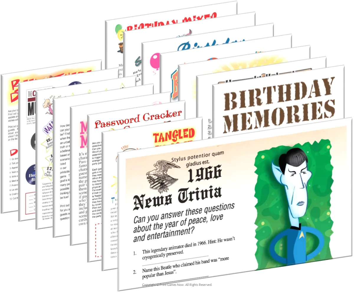 1966 Birthday Pack + FREE Party Games Bundle