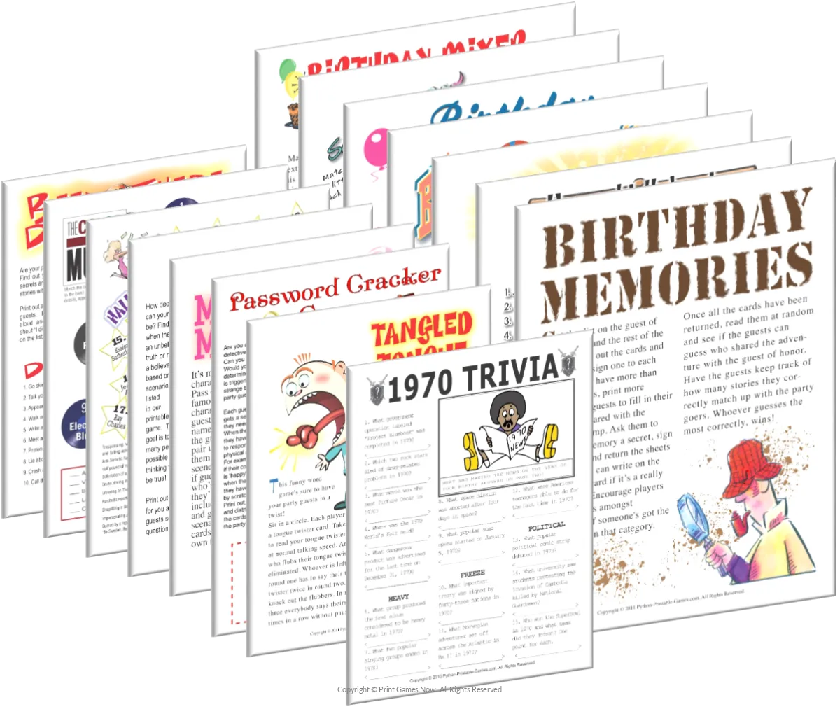 1970 Birthday Pack + FREE Party Games Bundle