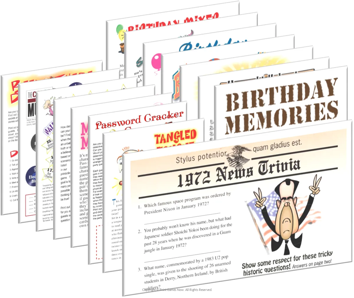 1972 Birthday Pack + FREE Party Games Bundle