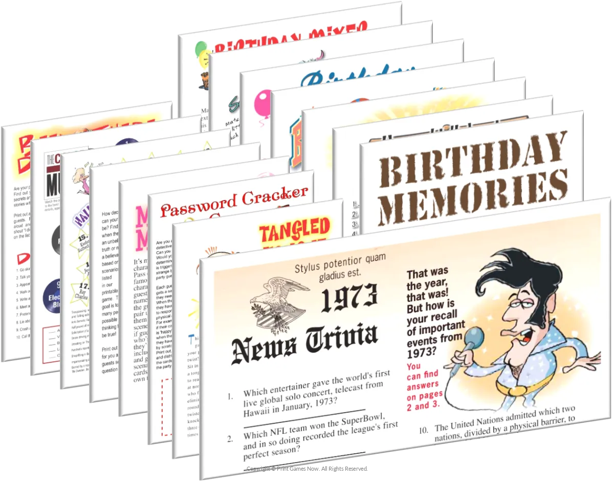 1973 Birthday Pack + FREE Party Games Bundle