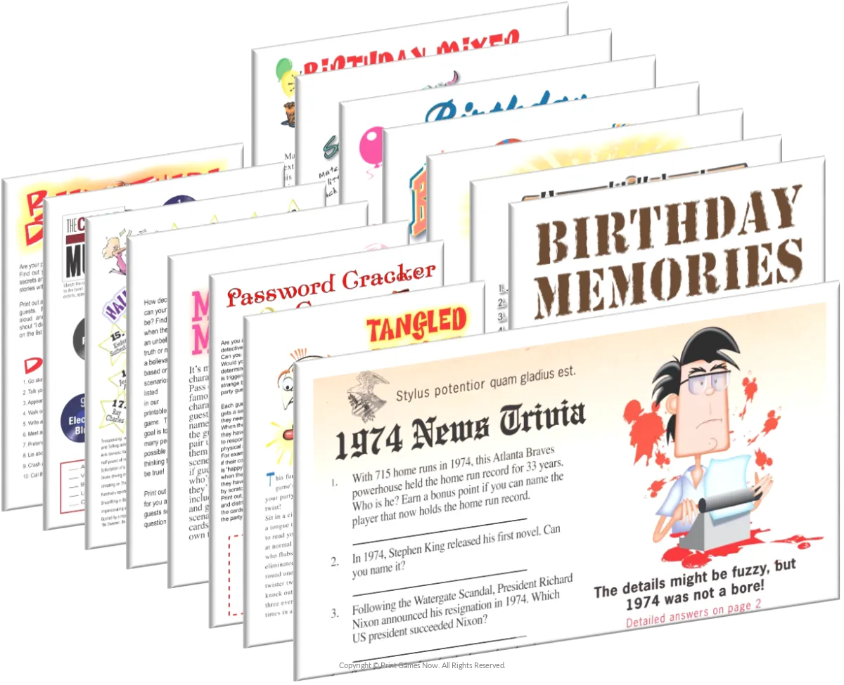 1974 Birthday Pack + FREE Party Games Bundle