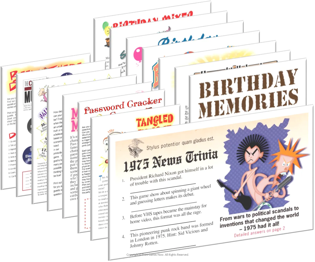 1975 Birthday Pack + FREE Party Games Bundle