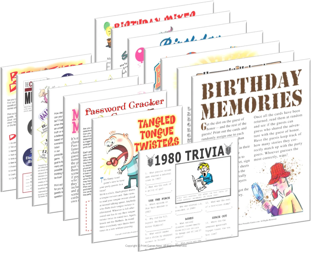 1980 Birthday Pack + FREE Party Games Bundle