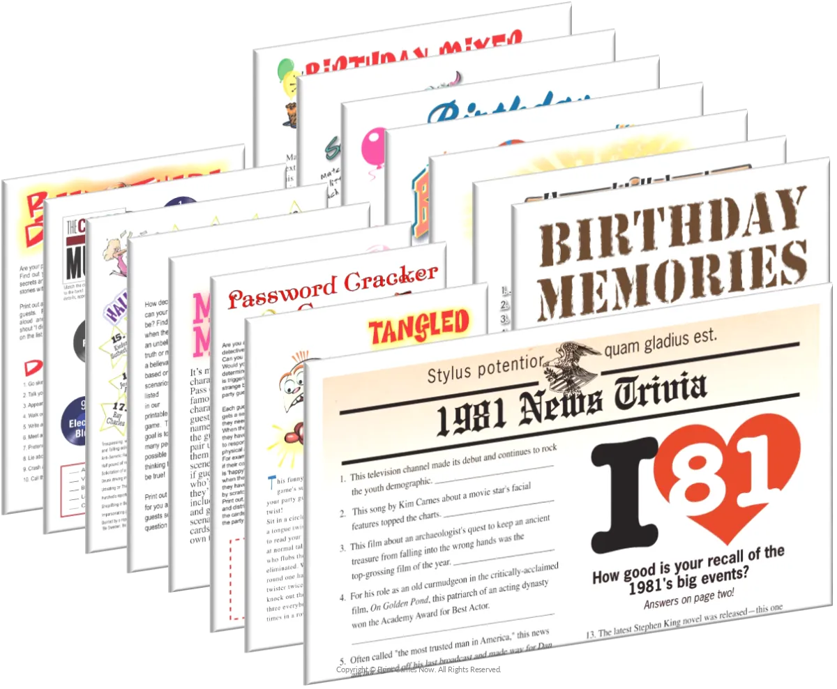 1981 Birthday Pack + FREE Party Games Bundle