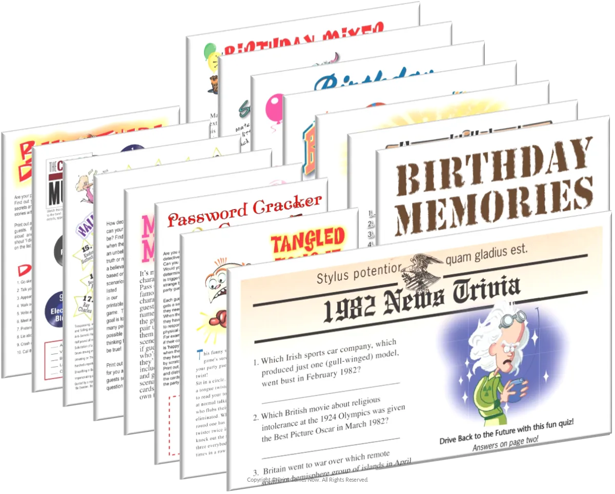 1982 Birthday Pack + FREE Party Games Bundle