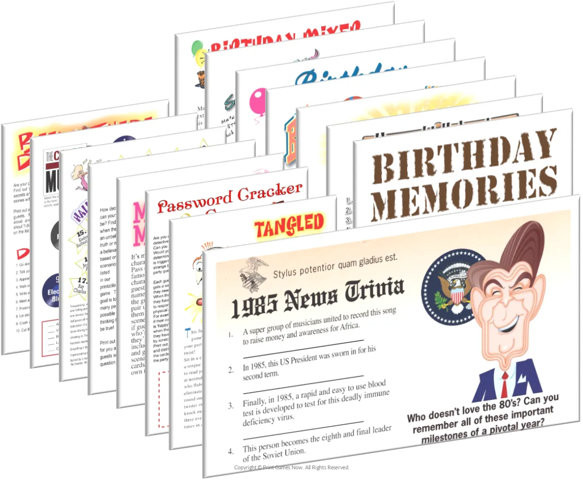 1985 Birthday Pack + FREE Party Games Bundle