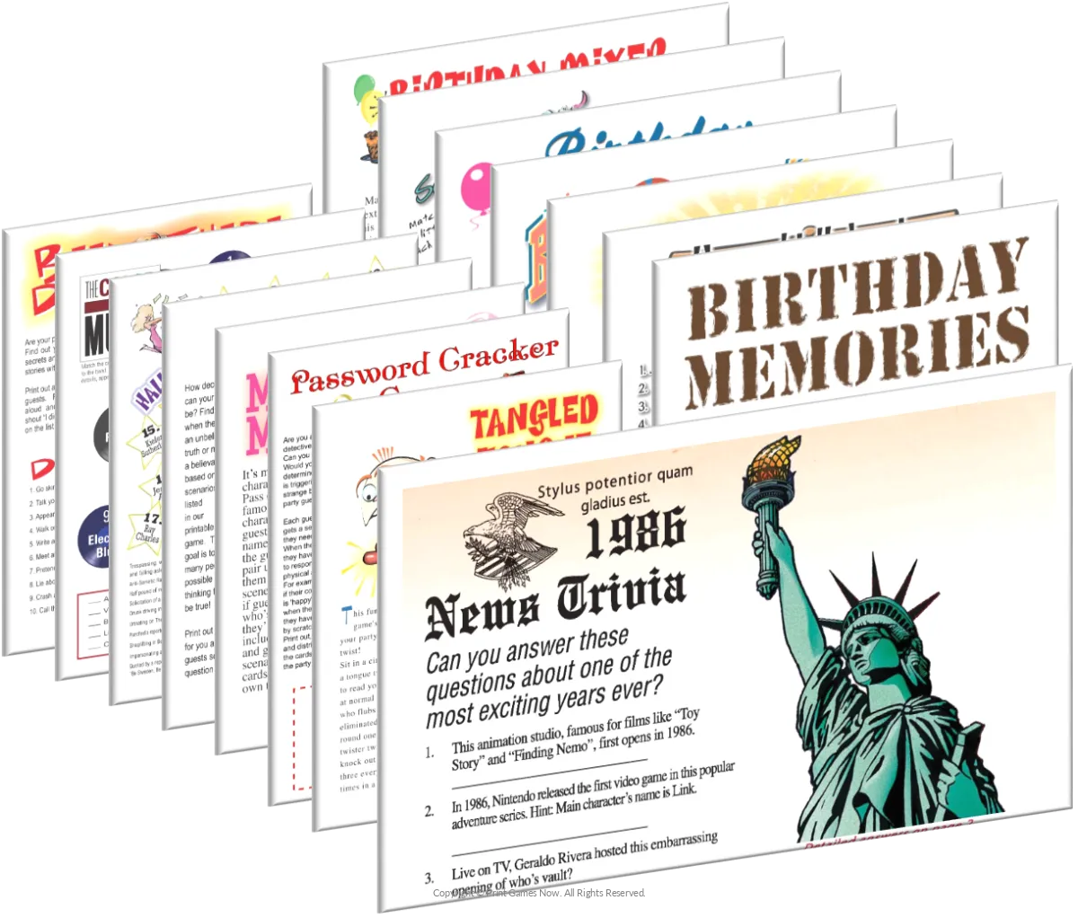 1986 Birthday Pack + FREE Party Games Bundle