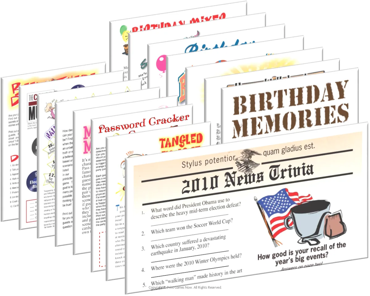 2010 Birthday Pack + FREE Party Games Bundle