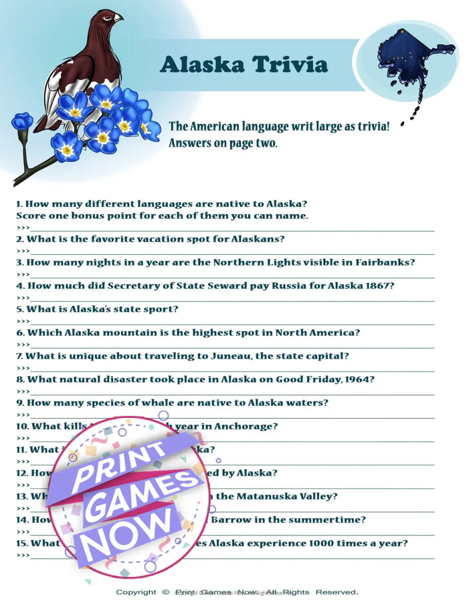 Alaska Party Trivia Game