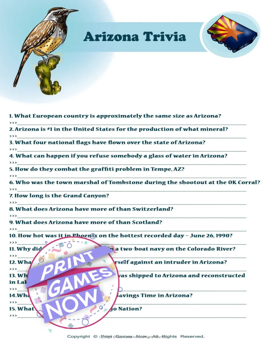 Arizona Party Trivia Game