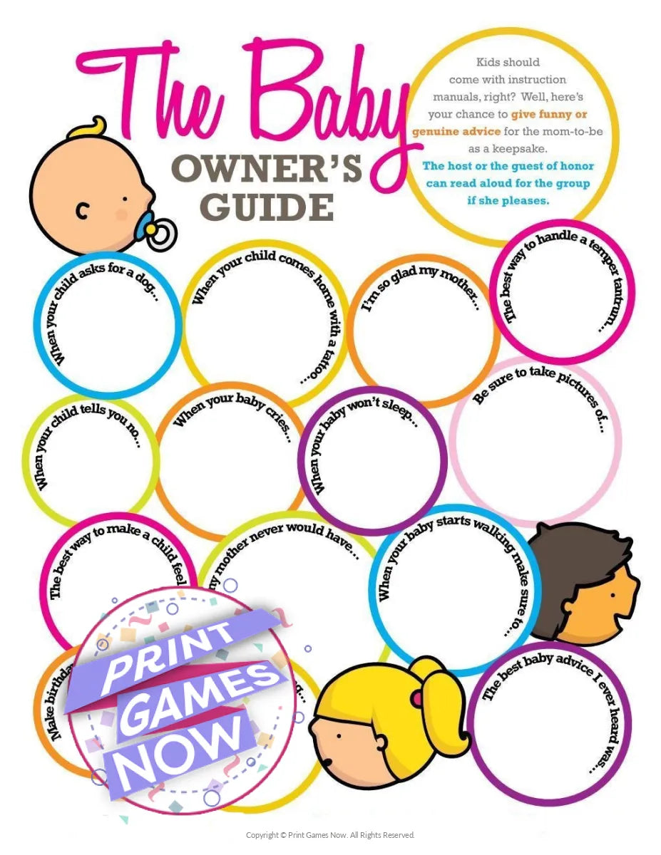 Baby Shower The Baby Owners Guide Party Game