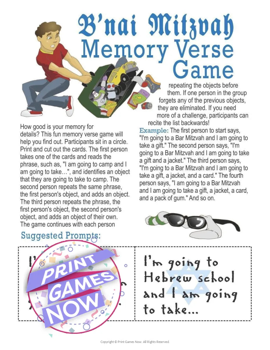 Bar & Bat Mitzvah Memory Verse Party Game