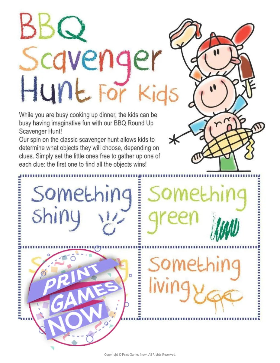 BBQ Scavenger Hunt For Kids Party Game